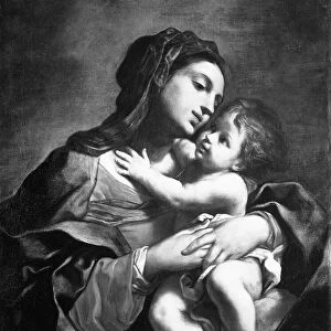 Madonna and Child (oil on canvas) (b / w photo)