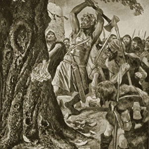 Malachy felling the Munster coronation tree in 982, illustration from Hutchinson
