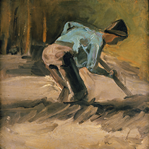 Man at Work, c. 1883 (oil on paper laid down on panel)