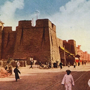 Manchuria: Part of the Wall of the China Town in Mukden (colour photo)