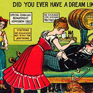 A mans dream of drink and women (chromolitho)