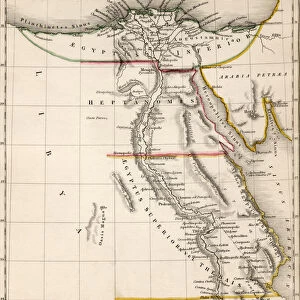 Map of Aegyptus Antiqua (Ancient Egypt), drawn and engraved by Sydney Hall, c. 1826