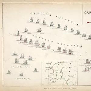 Map of the Battle of Cape St. Vincent, published by William Blackwood and Sons