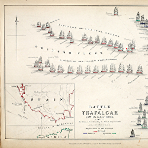 Map of the Battle of Trafalgar, published by William Blackwood and Sons