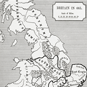 Map of Britain in 665, from The Northumbrian Kingdom 588 to 685 in A Short History