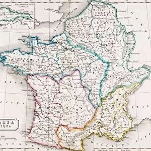 Map of France, Gallia Antique, from The Atlas of Ancient Geography, by Samuel Butler