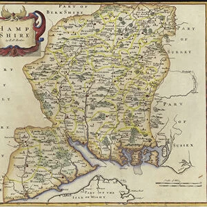 Map of Hampshire (colour engraving)