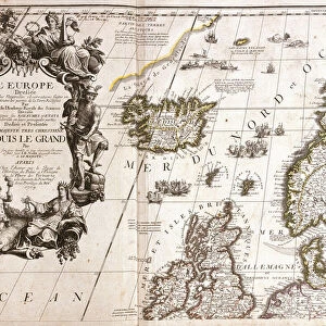 Map of Iceland and Northern British Isles, in the North Sea, 1704 (etching, 1717)