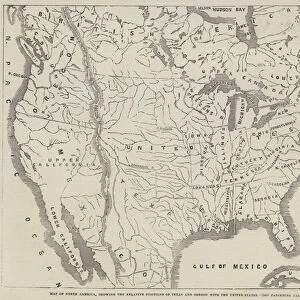 Map of North America, showing the Relative Positions of Texas and Oregon with the United States (engraving)