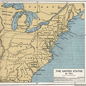 Map of post-independence United States, 1783