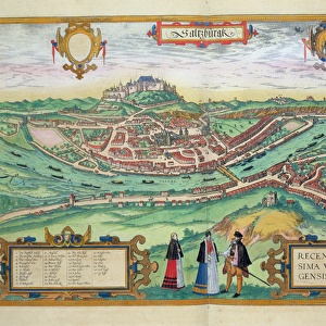 Map of Salzburg, from Civitates Orbis Terrarum