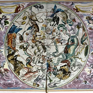 Map of the sky and signs of the zodiac - facsimile of an ancient composition representing