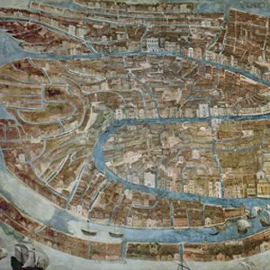 Map of Venice, first half of 17th century (panel)