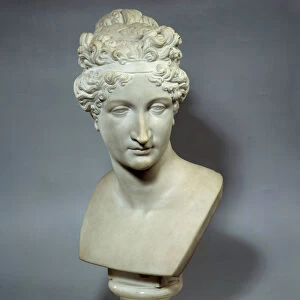 Marble bust by Pauline Bonaparte (1780-1825). Sculpture by Bartolomeo Franzoni after