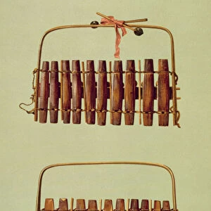 Marimba, front and back views, South African, from Musical Instruments