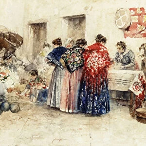 In the Market, 1900 (watercolour)