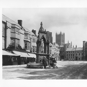 The Market Place, Wells, Somerset, c. 1900 (b / w photo)