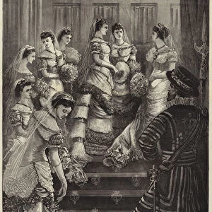 Marriage of His Royal Highness the Duke of Connaught at Windsor, Bridesmaids waiting for the Bride (engraving)
