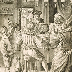 Meal in Dining Room (engraving)