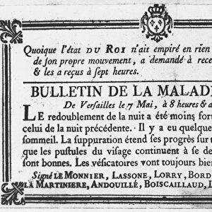 Medical bulletin about the illness of Louis XV (engraving)
