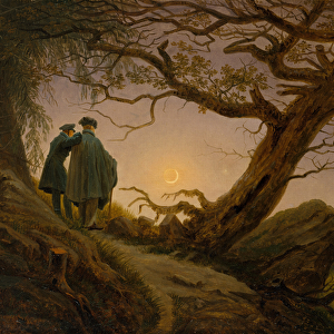 Two Men Contemplating the Moon, c. 1825-30 (oil on canvas)