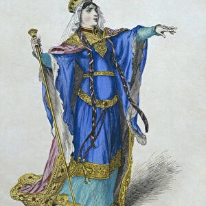 Merovingian queen, illustration from Costumes de Paris a travers les siecles