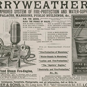 Merryweathers improved system of fire protection and water supply (engraving)