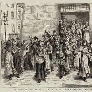 Messers Marshalls Flax Mill, Factory Hands leaving for Dinner (engraving)