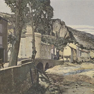Meyrueis, La Jonte, dans le bas de la ville (colour photo)