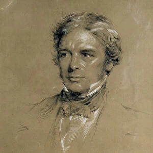 Michael Faraday (1791-1867) (charcoal & chalk on paper)