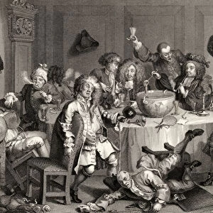 A Midnight Modern Conversation, from The Works of William Hogarth, published 1833