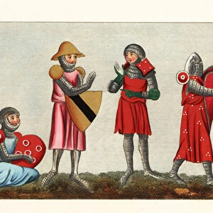 Military habits of the 14th century. 1842 (engraving)