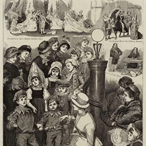 The "Miniature Madame Tussaud s"at the House of Lady Egerton of Tatton in Aid of the Girls Friendly Society (engraving)