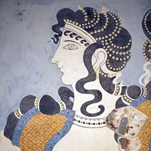 Minoan art. Details of the "Ladies in blue"fresco