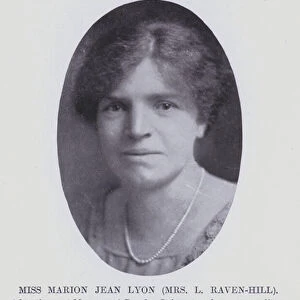 Miss Marion Jean Lyon (Mrs L Raven-Hill) (b / w photo)
