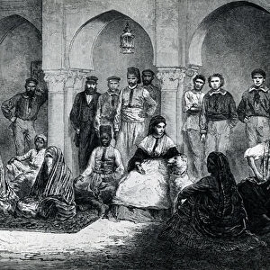 Miss Tinne with her House Staff, Algiers, illustration from Le Tour du Monde