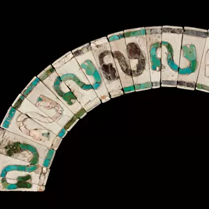 Mochica necklace, c. 200-600 AD (shell & turquoise)