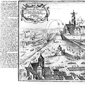 The monastery of Jasna Gora, Czestochowa, under siege by Swedish forces in 1655