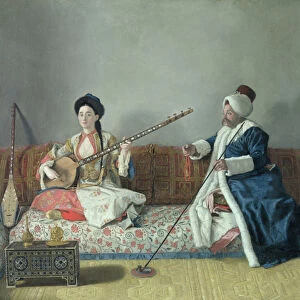 Monsieur Levett and Mademoiselle Helene Glavany in Turkish Costumes (oil on canvas)