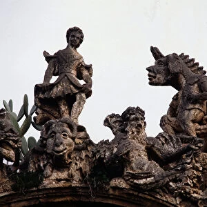 Detail of the monsters statues, sculpture 1715