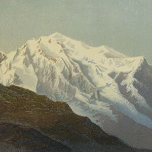 Mont Blanc from the Col De Balm (colour litho)