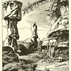 Monuments in Easter Island (engraving)