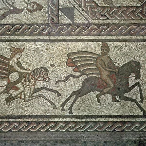 Mosaic pavement from the Roman villa at Low Ham, illustrating the story of Dido