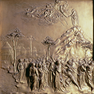 Moses receiving the Tablets of the Law, one of ten relief panels from the Gates of