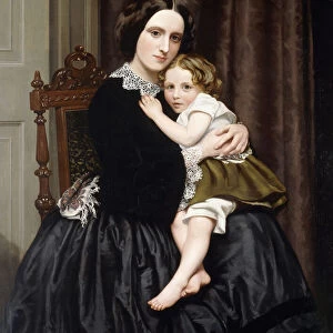 A Mother and her Child, (oil on canvas)
