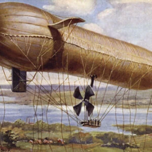 Motor driven war airship (colour litho)