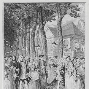 Mr Cripps encountering his Master in Mary-le-bone Gardens (engraving)