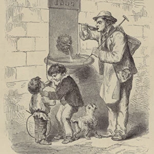 One of Mr Mellys first drinking fountains in Liverpool (engraving)