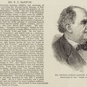 Mr Phineas Taylor Barnum, of New York, Proprietor of the "White Elephant"(engraving)