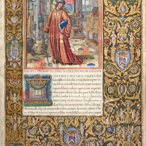 Ms. 1581 f. 001 Flavius Josephus in his study, illustration for the Prologue of the